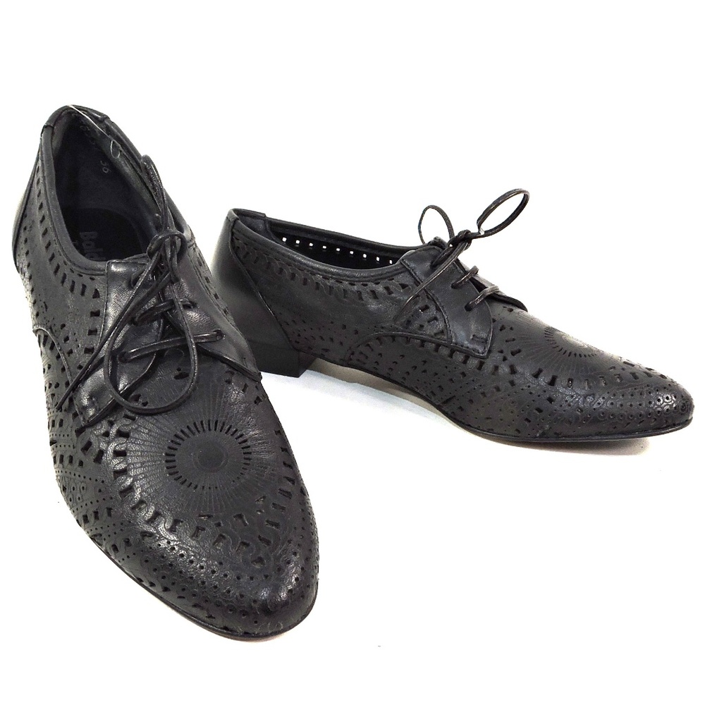 BALDININI 🇮🇹 WOMEN'S BLACK SOFT LEATHER COMFORT OXFORD SHOES